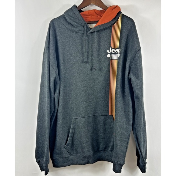 Jeep Other - Jeep Charcoal Gray Pullover Hoodie with Orange Lined Hood and Stripe Accent